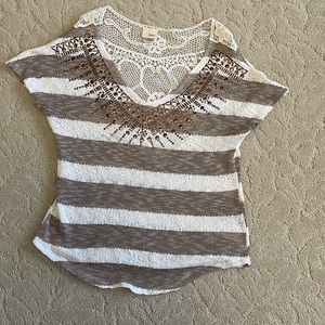 Brown and cream stripped shirt
